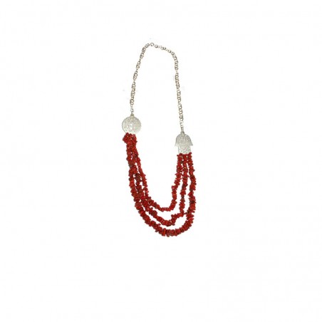 Berber necklace in coral and silver
