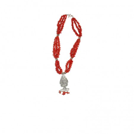 Collier corail pendentif poisson