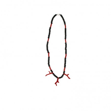 Collier de corail noir et rouge