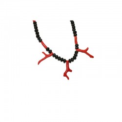 Collier de corail noir et rouge