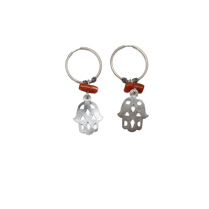 Boucles d'oreilles corail khomssa