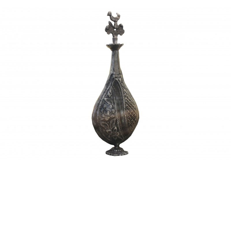 Old silver gourd flask