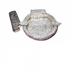 Lighter holder and ashtray in silver