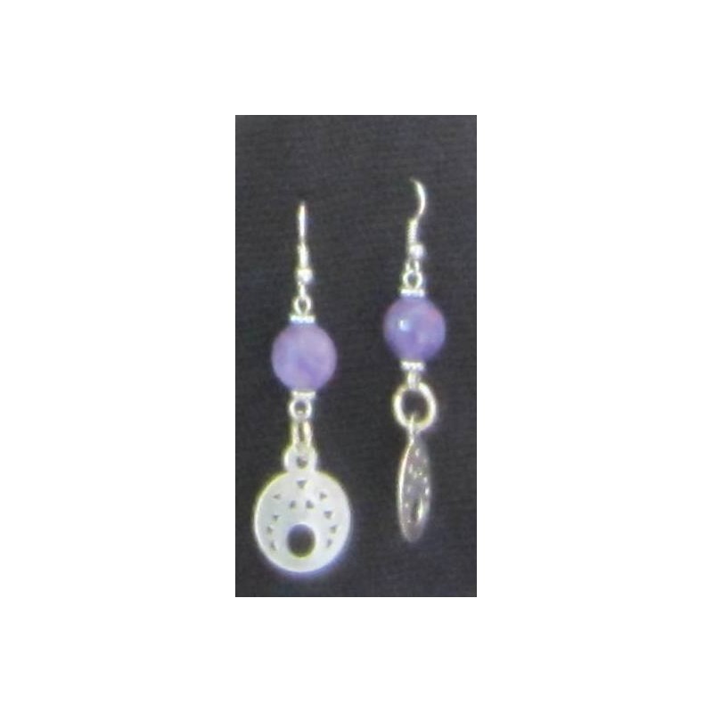 Earring Silver and purple stone