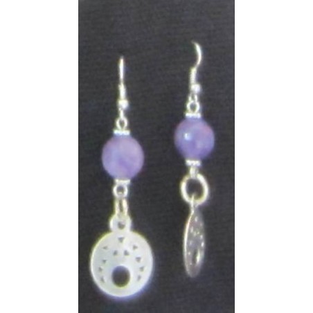 Boucle d'oreille Argent et pierre violet